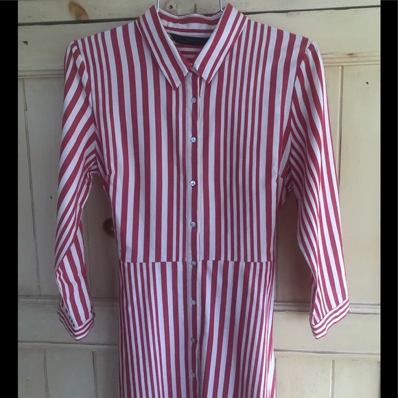 Zara Woman Red & White Striped Cotton Cala Dress.  EUC. - Picture 10 of 12